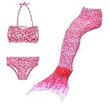 NMY Cola de Sirena para Natación Traje de Baño 3pcs Mermaid Bikini Establece para Niña Disfraz de Sirena Princesa Cosplay Conjuntos