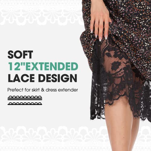 MANCYFIT Half Slips for Under Dresses Extender Slip Skirt for Women Lace Trim Long Underskirt 22 28 32 Inches3