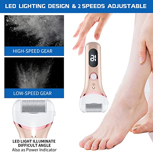 Geopu Electric Foot Callus Remover, Rechargeable Portable Electronic Foot File Pedicure Kits, Waterproof Foot Scrubber File, Professional Pedicure Tools, Foot Care for Dead Skin Ideal Gift, 3 Rollers