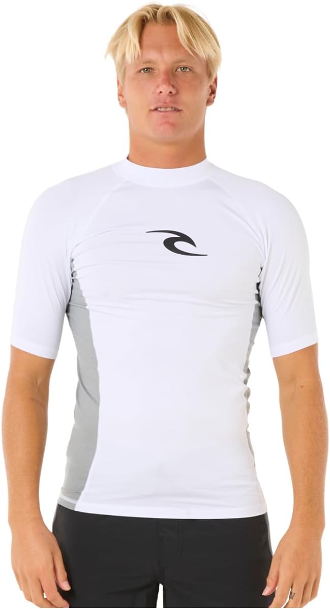 Rip Curl 2025 Mens Waves Perf Short Sleeve Rash Vest 142MRV - White