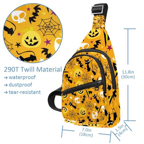 Mochila bandolera unisex ideal como regalo de Halloween con diseño de calabaza y gato 5