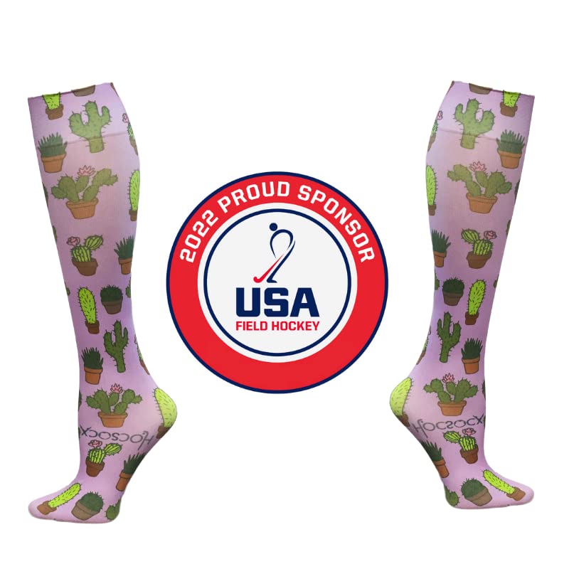 Image of HOCSOCX Athletic Knee-High Performance Field Sport Moisture-Wicking Socks for Shin Guard Protection & Muscle Support, Cactus | Medium