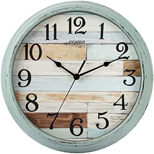 HYLANDA Rustic Wall Clock, Wall Clocks Battery Operated, 12 Inch Country Style Silent Non Ticking Clock, Decorative for Kitchen, Home, Living Room, Farmhouse, Bedrooms