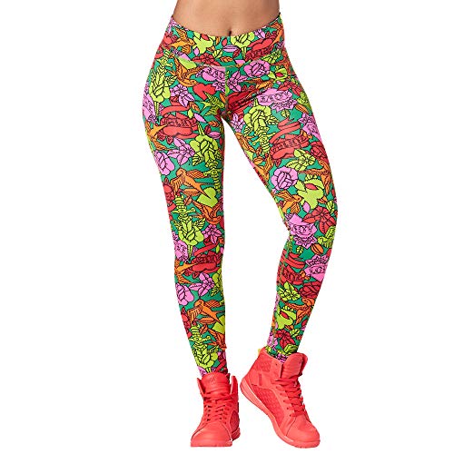 Zumba Fitness Breiter Bund Fitnesshose Workout Print Kompression Sporthose Damen Pantaloni, Il più Verde Possibile, S Donna