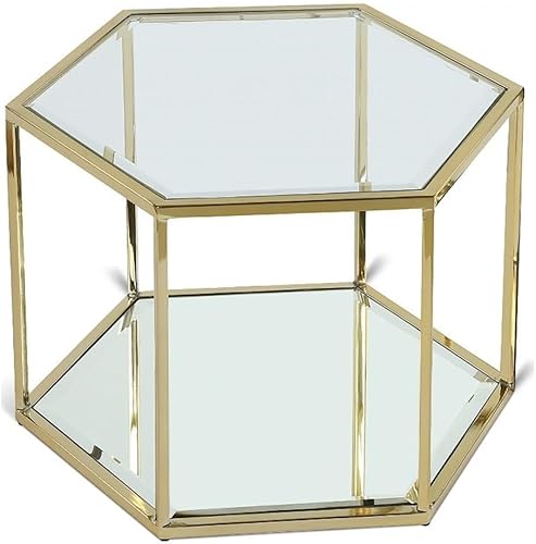 Miniatura 9 de Meridian Furniture Sei Collection Modern | Mesa de centro modular contemporánea de cristal con base de espejo, 1 pieza, cromo Cromado,Oro
