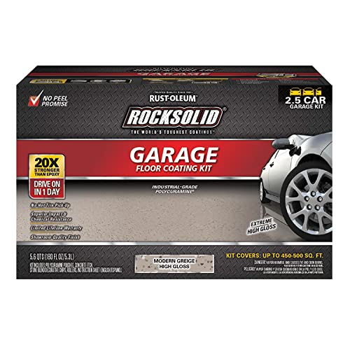 Image of Rust-Oleum 381087 RockSolid Polycuramine Garage Floor Coating, 2.5 Car Kit, High Gloss Modern Greige