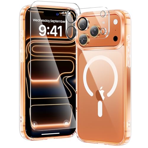 toushion 3 in 1 for iPhone 17 Pro Max Case Clear Fits MagSafe Not Yellowing Screen Protector*1 Camera Lens Protector*1 Military-Grade Protection for Phone Cover 6.9 inch