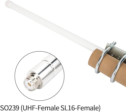 Miniatura 4 de Baofeng Doble banda VHF UHF 144430Mhz 2.5dBi 100W 17.13 pulgadas de fibra de vidrio al aire libre antena base con SO239 (UHF hembra) conector para