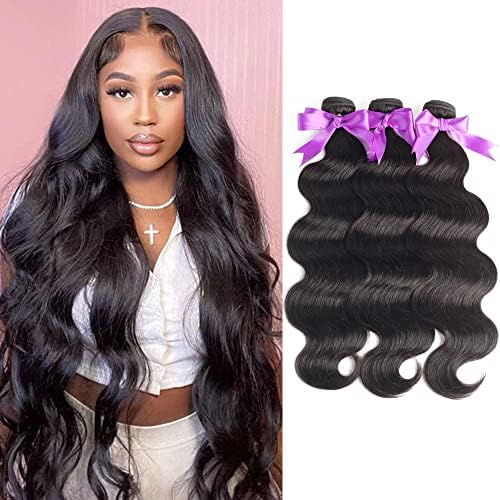ALLRUN Body Wave Bundles Human Hair Body Wave 3 Bundles Virgin Hair 10A Grade(22 24 26)100% Unprocessed Brazilian Remy Human Hair Extensions Weave Bundles for Women
