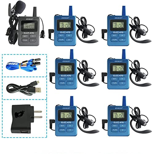 EXMAX ELGT-470 UHF Sistema de Micrófono Auricular para Equipos de Escucha Asistida en Iglesia con 100 Canales