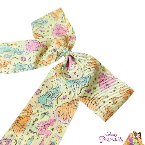 Image of LUV HER Disney Princesses Hair Bows For Girls - One Large Printed Hair Bow Featuring your Disney Favorite Characters - Alligator Clip - Large Bows for Daily Styling or Special Occasions, Ages 3+