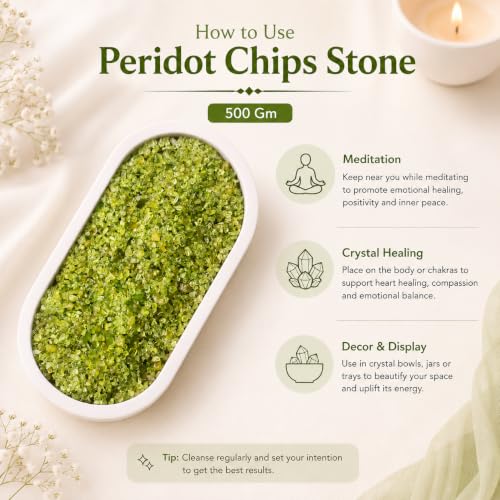Image of Peridot Crystal Chips (500 Gm) | Natural Healing Crystals for Emotional Balance & Abundance | Crystal Stones for Reiki, Meditation & Vastu | Ideal for DIY Jewellery Making & Home Decoration