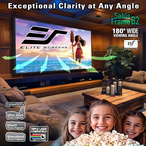 Image of Elite Screens Sable Frame B2, 100-inch Diag. 16:9, Active 3D / 4K Ultra HD Fixed Frame Home Theater Projection Projector Screen Kit, SB100WH2