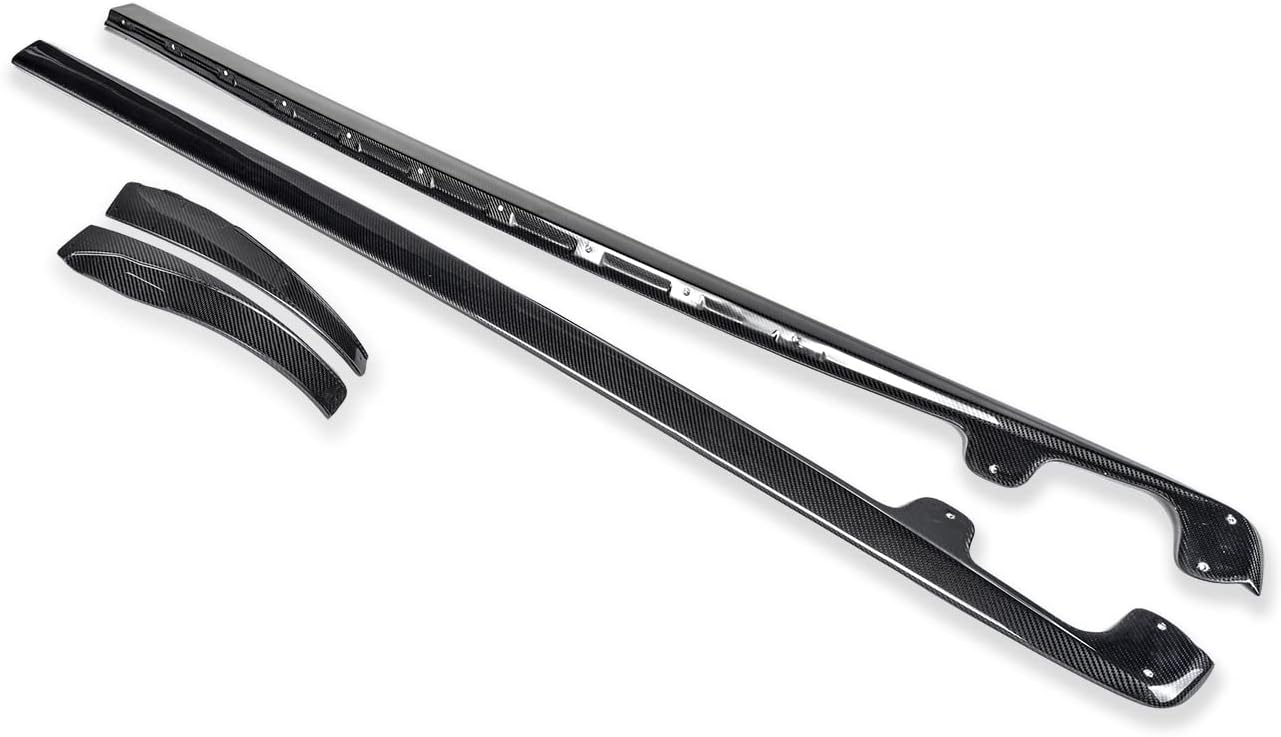 Replacement for 2005-2013 Chevrolet Corvette C6 Wide Body Models | ZR1 Style Side Skirts Rocker Panels with Mud Flaps Pair (Carbon Fiber)