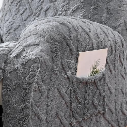 Funda de sillón reclinable 3 plazas elástica WJIAYAO peluche jacquard suave 5