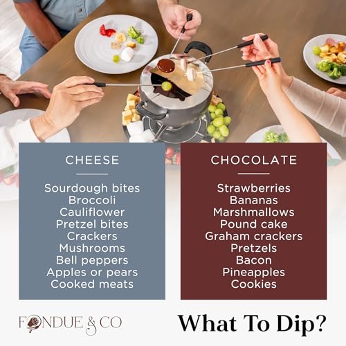 image for Fondue & Co Fondue & Co Fondue Pot Set - Dual Cheese and Chocolate