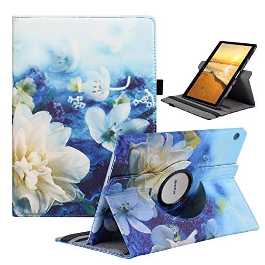 Fodral för Huawei MediaPad T3 10 (9,6 tum) – 360 graders roterande stativ skyddsfodral (Lotus)