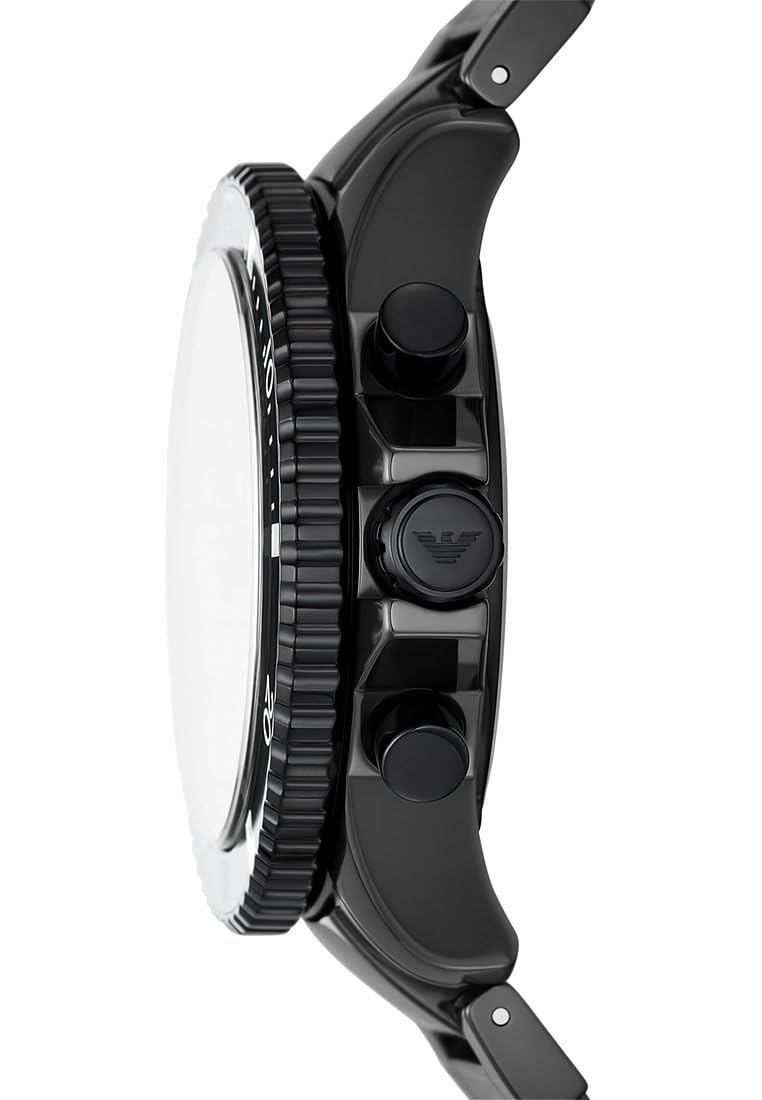 Emporio Armani Męski zegarek z chronografem, ceramiczny zegarek z kopertą o średnicy