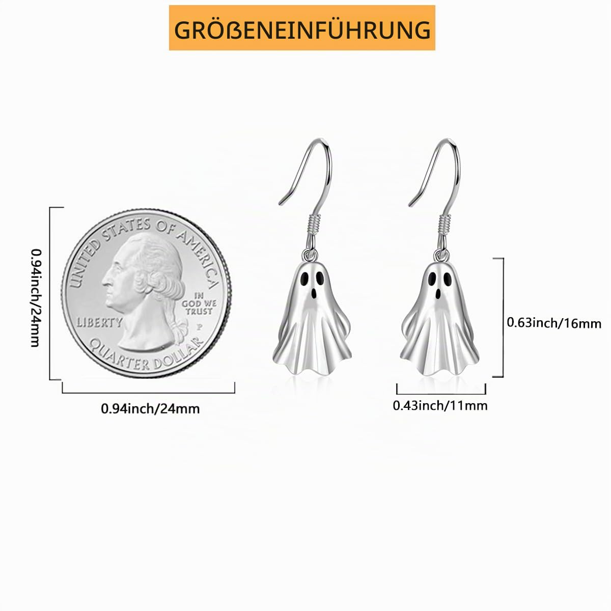 Kürbis Geister Ohrringe für Damen 925 Sterling Silber Halloween Party Magischer Hut Kürbis Ohrringe Geister Horror Halloween Ohrringe Geschenk für Frauen