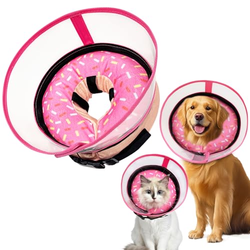 Inflatable Dog Cone Collar with Anti-Licking Clear Shield, Adjustable Elizabethan Collar, Soft Recovery Collar for Dogs, Dog Cones Alternatives for Large Medium Small Dogs & Cats
