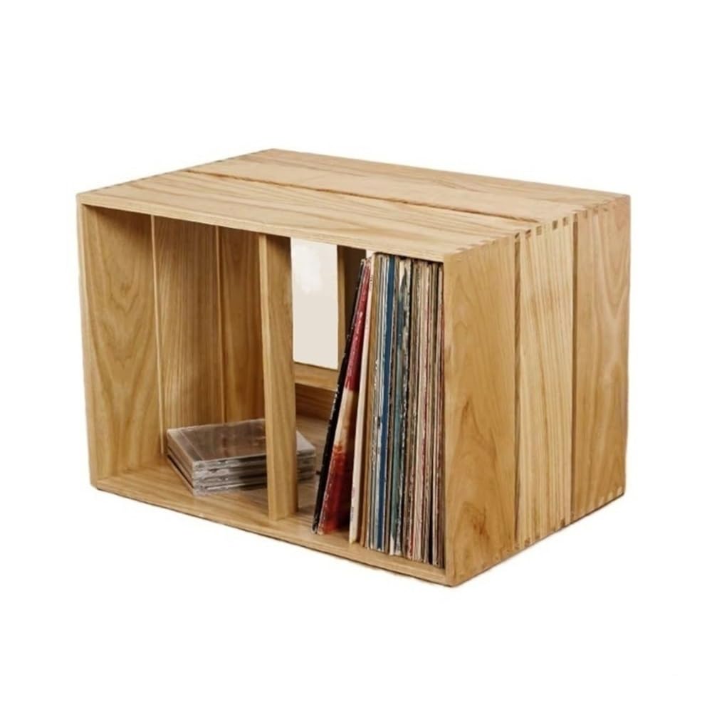 RYUQW3RE Cd Storage Rack Vinyl Record Holder - Tabletop Storage Display Shelf Stackable Wooden LP Cabinet Stand