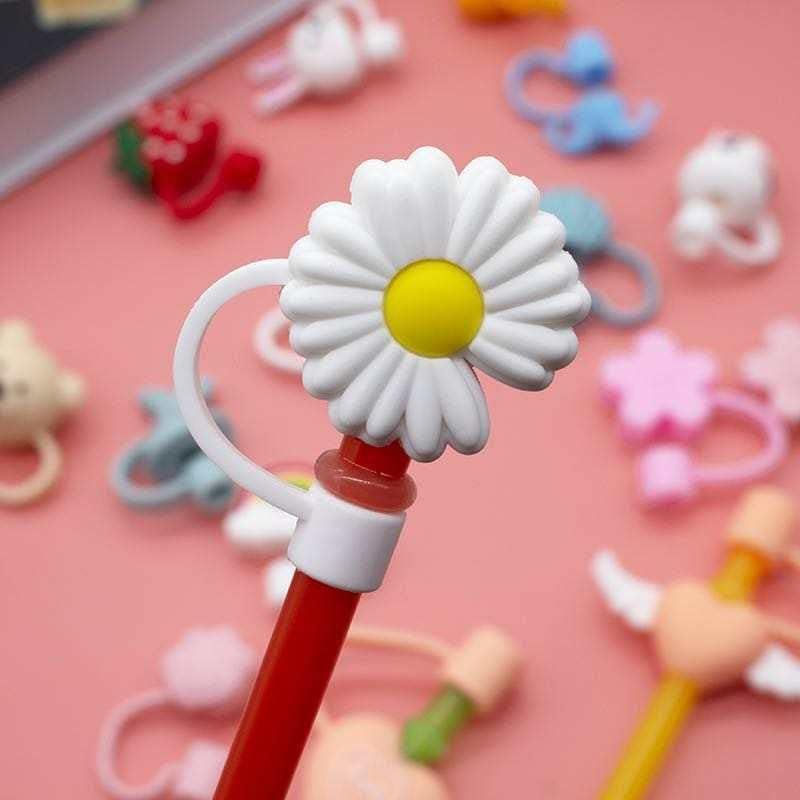 Miniatura 3 de 4 fundas para pajitas para beber, bonita funda de popote para popotes reutilizables, diseños de fresa, sandía, corazón y flores