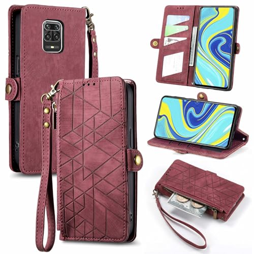 Rfvzubemok Compatible con ZTE Blade A32 Funda,Compatible con ZTE Blade A32 Funda para teléfono con Soporte abatible y Tarjetero de Cuero PU Red
