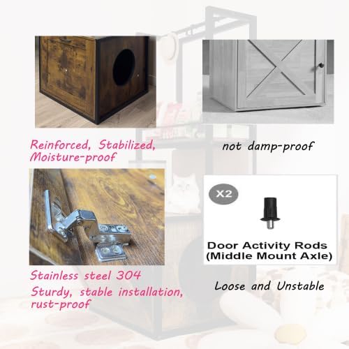 55" Refined Litter Box Enclosure with Storage Shelves and 2 Hanging Clothes Rack, 4-in-1 Hidden Cat Litter Box Enclosure Furniture with Shelf, Reversible Entrance,Rustic Brown