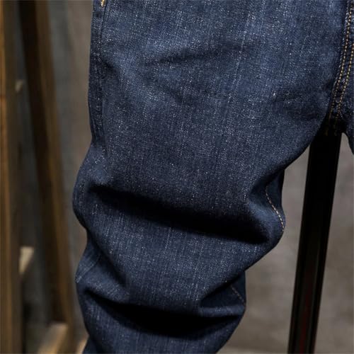 Men Wide Leg Jeans Stretch Dark Blue Loose Fit Streetwear Harem Pants3