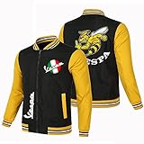 Eigenschaften: Kontrastfarbene lange Ärmel, gerippter Stehkragen und Manschetten, zwei Fronttaschen. Klassisches Design der Letterman Jacke, Knopfverschluss
