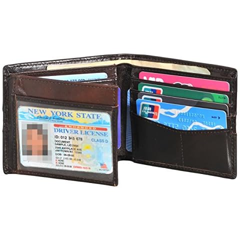 Woogwin Mens Slim Bifold Wallet RFID Thin Front Pocket Wallet Genuine Leather (Leftdeepbrown) Cover