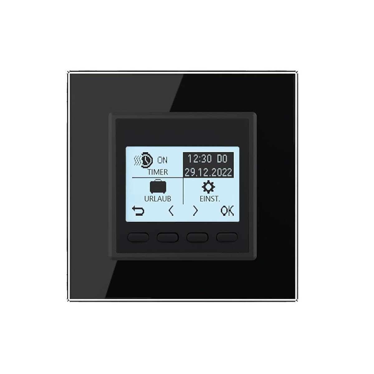LIVOLO Programmierbares Raumthermostat Digital Wandthermostat Thermostat PRO Fußbodenheizung für Stellmotoren wasserführend elektrisch UP inkl. Glasrahmen Schwarz