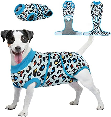 Kuoser Dog Surgery Recovery Suit, Pet Leopard Printed Recovery Shirt Dog After Surgery Vest for Abdominal Wounds Skin Disease, E-Collar & Cone Alternative, Prevent Licking Dog Onesies