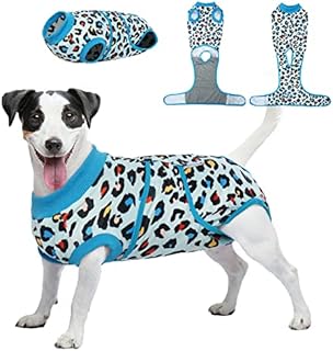 Kuoser Dog Surgery Recovery Suit, Pet Leopard Printed Recovery Shirt Dog After Surgery Vest for Abdominal Wounds Skin Disease, E-Collar & Cone Alternative, Prevent Licking Dog Onesies