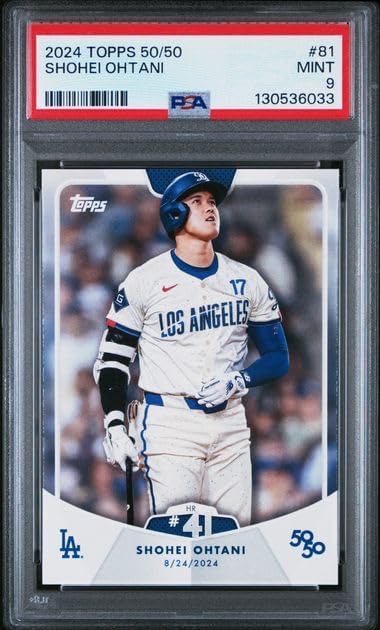 Graded Psa Mint 9 Shohei Ohtani #81 Baseball Card 50/50 Home Run And Stolen Bases Club Dodgers 4 time Mvp Superstar. Celebrate Home Run #41 During His Record Setting Season