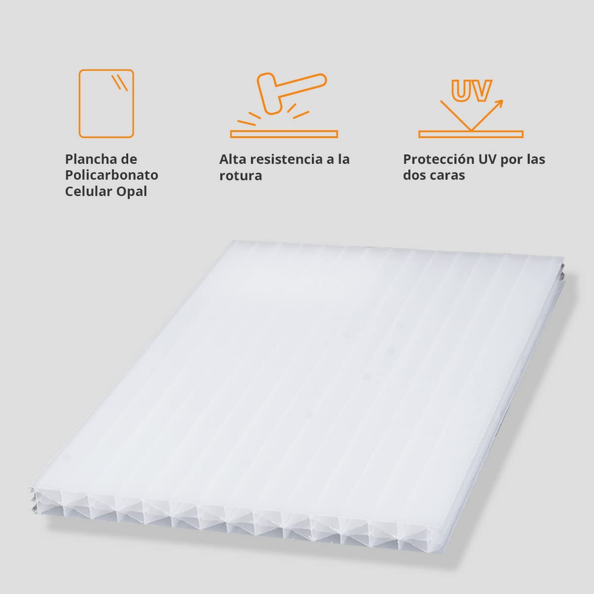 Placa de Policarbonato Celular Opal 1500 x 1050 mm - 16mm espesor - Protección UV - Ideal para Techos de Pérgola, Fachadas y Cubiertas