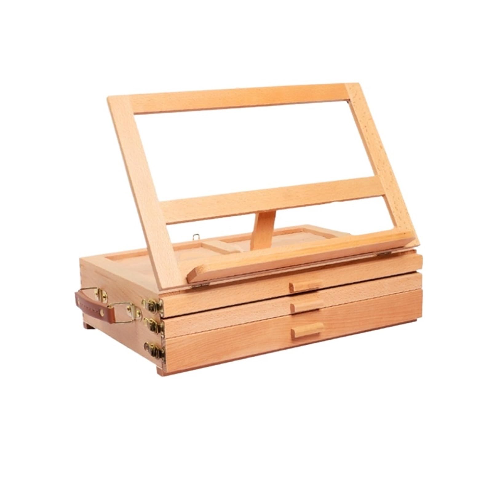 Tragbarer Malkoffer Verstellbare Tischstaffelei aus Buchenholz, multifunktional, for Ölfarben, Kunstmalerei, Staffelei, zusammenklappbar, professionelle Skizzenschublade, Box for unterwegs