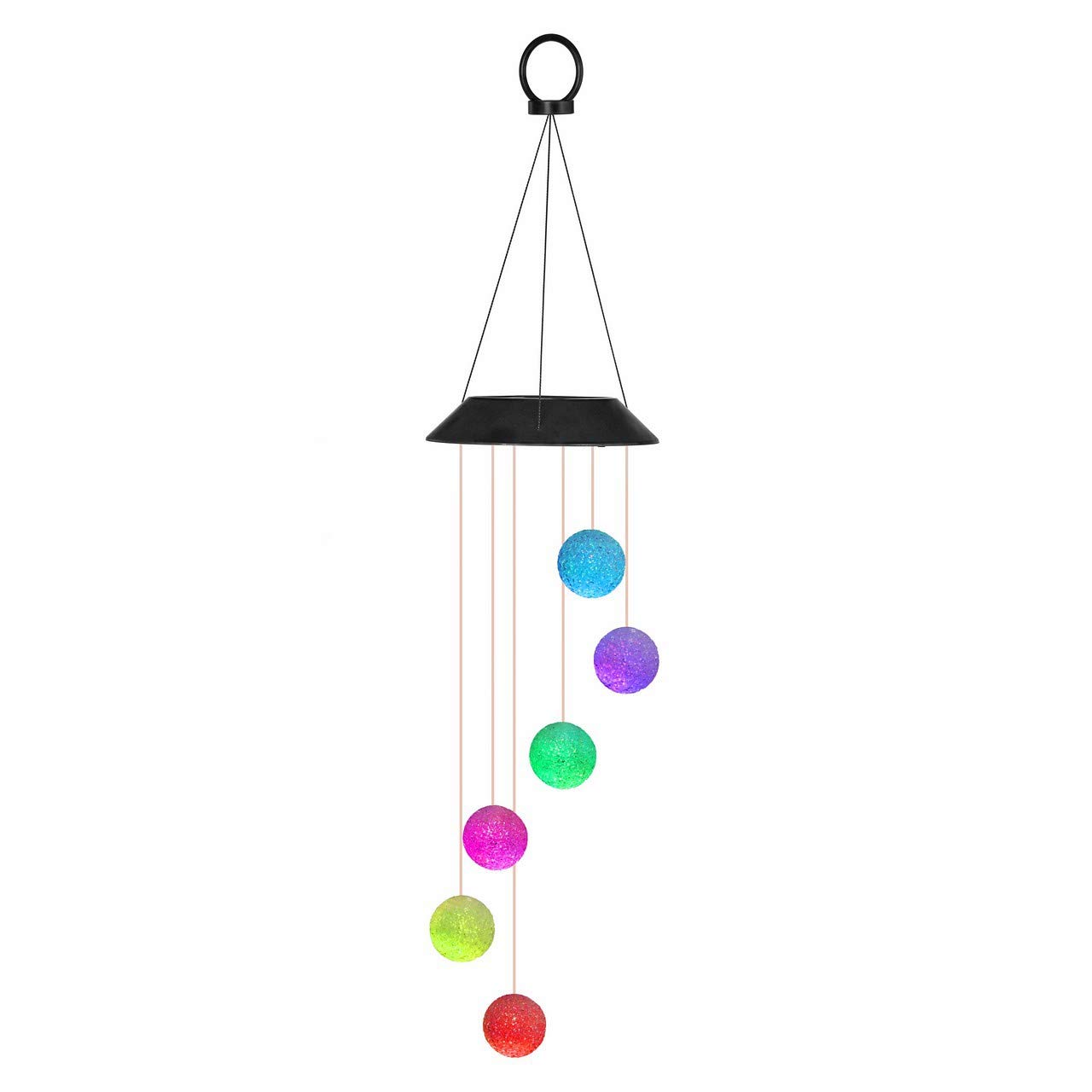 LED Solar Wind Chimes Color Changing Crystal Ball Solar Powered Wind Chime Waterproof Wind Mobile Solar Light Outdoor Garden Lamp for Patio Yard Home