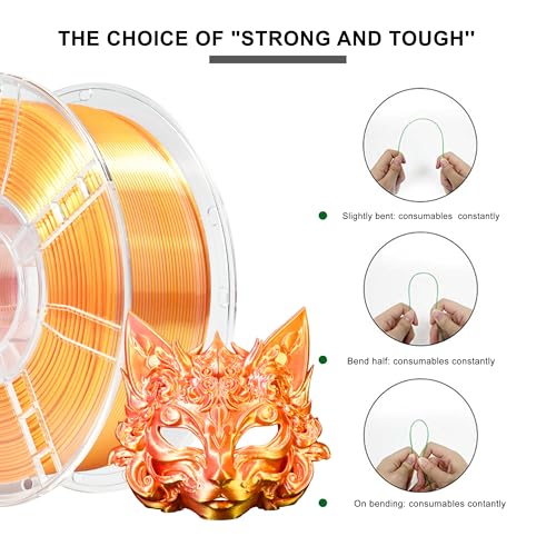 Image of iBOSS Silk PLA Plus Filament 1.75mm Dual Color Filament Silk Pink Gold 1KG, Shiny 3D Printer Filament Dimensional Accuracy + /- 0.02mm, 1kg Spool(2.2lbs) Fits for Most FDM 3D Printers(Silk Pink-Gold)