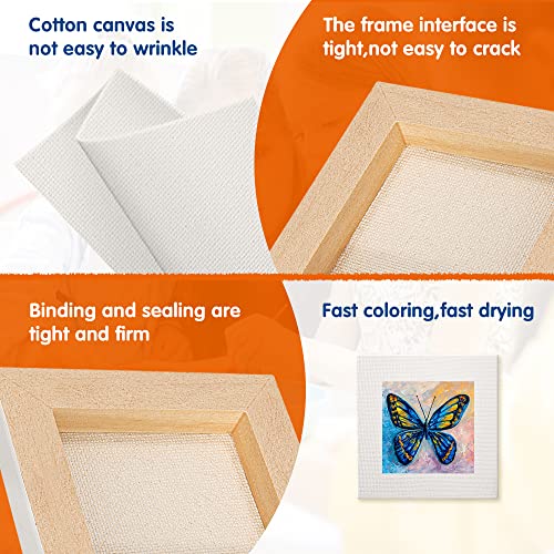Image of FIXSMITH Mini Stretched Canvas for Painting - 24 Pack 5 x 5 Inch, 2 /5 inch Profile Small Square Canvases, 100% Cotton Little Blank Canvas, Home Decor Project,Art Supplies for Acrylic Oil Painting