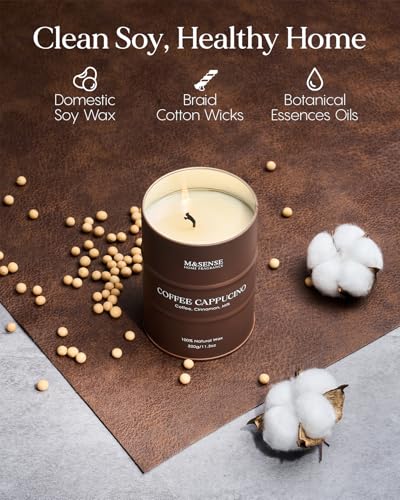 Image of M&SENSE Coffee Cappuccino Scented Candles, Christmas Soy Wax,Christmas Decor Candle 11.3oz 70 Hours Long Lasting Burning, Strong Coffee Aroma Candle Unique Housewarming Appreciation Gifts