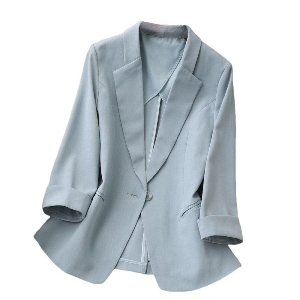 Anzug Damen,Kurzer Damen Blazer, 3/4 Ärmel, Gekerbtes Revers, Jaclet, Lässiger Cardigan Mit Offener Vorderseite, Rosa Leinen, Slim Fit Mantel, Abendanzug, Jacken, Achselzucken, Business, Maßgesch