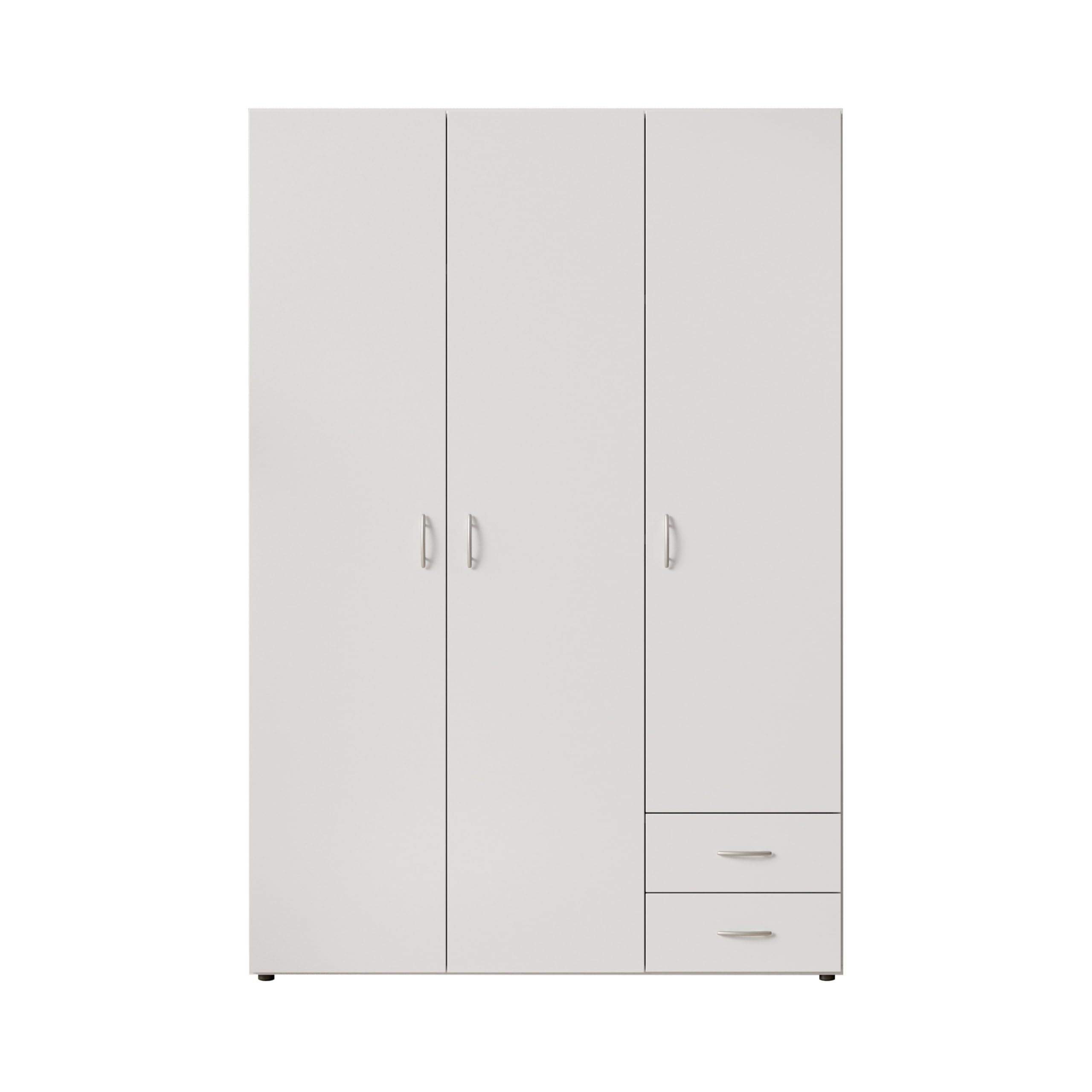 Stella Trading BASE Zeitloser Kleiderschrank in drei verschiedenen Größen - Vielseitiger Drehtürenschrank in Weiß - 120 x 177 x 52 cm (B/H/T)