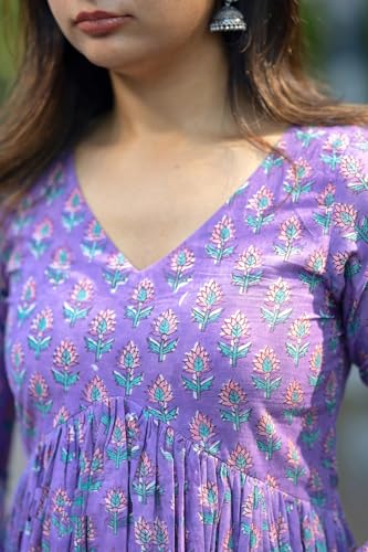 Image of Nermosa Women Printed Anarkali Kurta and Pant Set with Dupatta