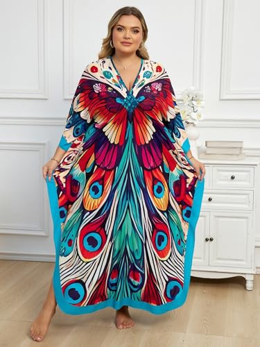 Image of Kaftan Dress for Women - Plus Size Caftan Maxi Beach Dress Moo Moos Loungewear, Swimsuit Cover Up for Beach, Pool or Vacation