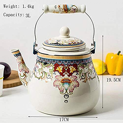 Walnuta Enamel On Steel Tea Kettle, Porcelain Enameled Teapot, Halogen Induction Cooker Coffee Pot For Stovetop Retro Classic Design #TOP1