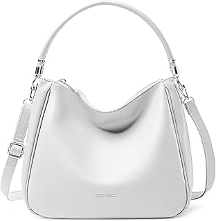 Hobo - Bolso de mano para mujer, bandolera, piel sintética sintética, tamaño mediano, con asa larga, estilo urbano clásico, práctico, blanco, Elegante