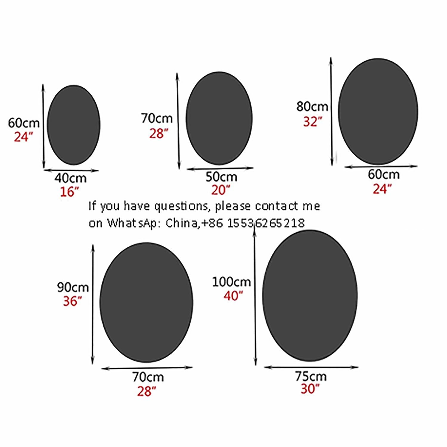 Oval Beleuchteter Wandspiegel, Rahmenlos Dekorativer Hängespiegel mit Beleuchtung, Beschlagfrei Modern Touch-Schalter Badezimmerspiegel(Front Light,80cm/32in)