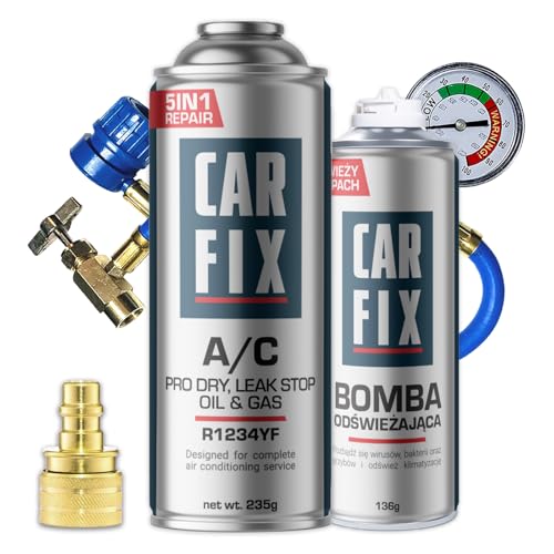 CARFIX Kältemittel Ersatzgas r1234yf Auto Klimaanlage Nachfüllset - Klimaanlage Wohnmobil - entspricht 660g 1 Dose 5in1 235g