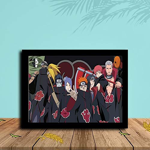 Quadro Decorativo Membros Akatsuki C/Moldura e Vidro 25x33 Cor